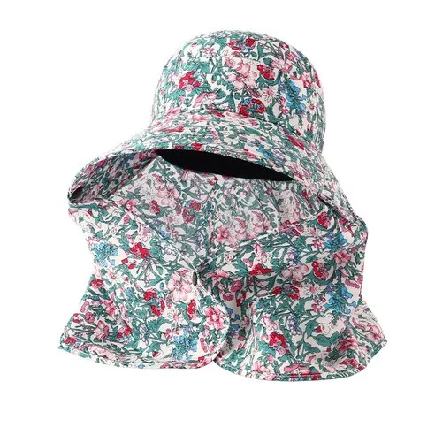 Laping Floral Print Sun Cap Wide Brim UV Protection Farming Gardening Hat (Sun Hat with Neck Flap) - Image 2
