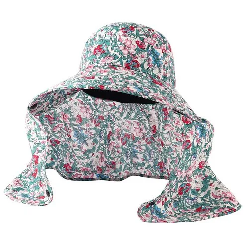 Laping Floral Print Sun Cap Wide Brim UV Protection Farming Gardening Hat (Sun Hat with Neck Flap) - Image 3