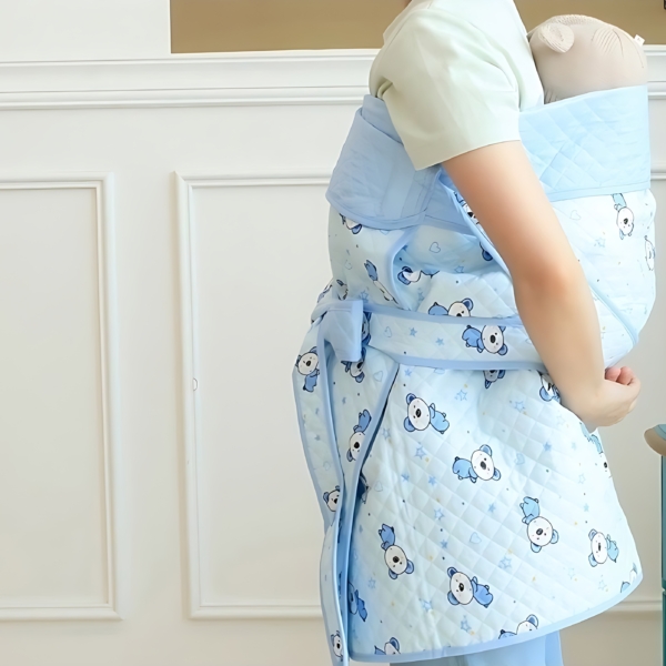 Korean Traditional Quilted Baby Carrier Podaegi Three-quarter Bear Pattern Cotton Blend