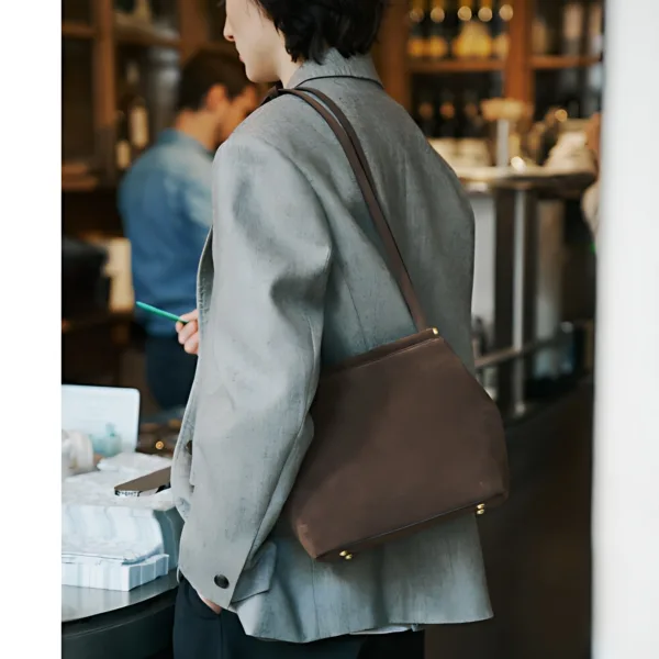 HERVE KATE BAG SUEDE BROWN - Italian Suede Shoulder Bag