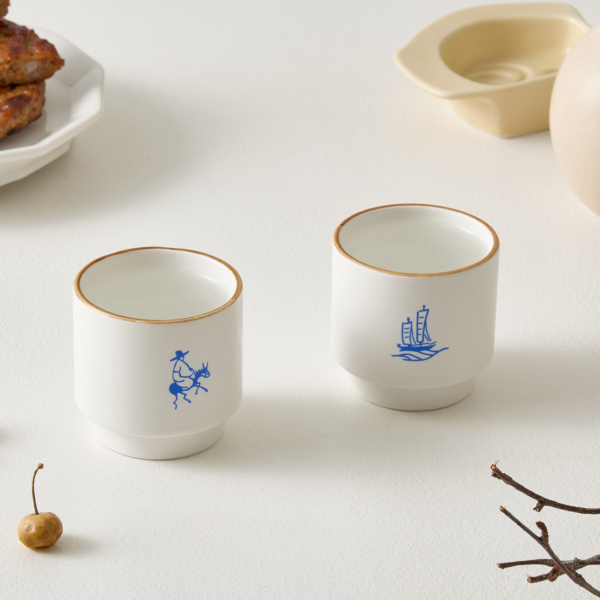 Joseon Dynasty Landscape Painting Ceramic Cup Set - National Museum of Korea
