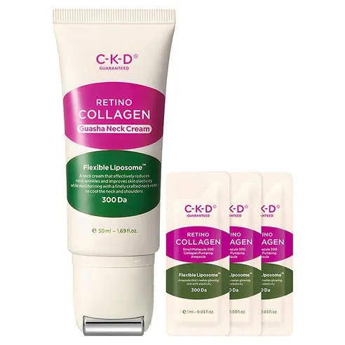 CKD Retino Collagen Low Molecular 300 Guasha Neck Cream 50ml + Collagen Ampoule 1ml 3p Set