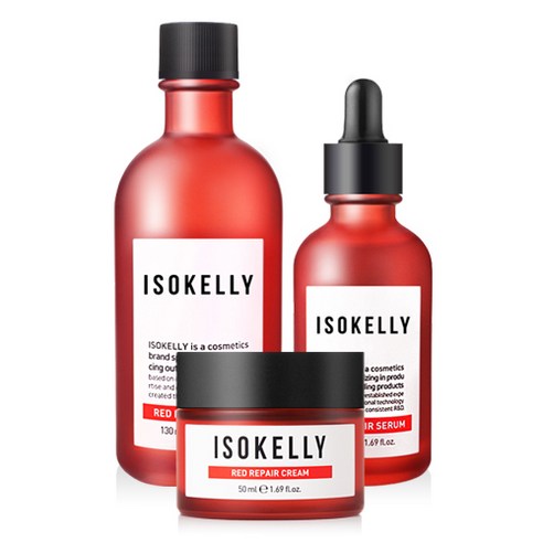 Isokelly Red Repair Trouble Care Skincare 3-Piece Set (Toner 130ml + Serum 50ml + Cream 50ml)