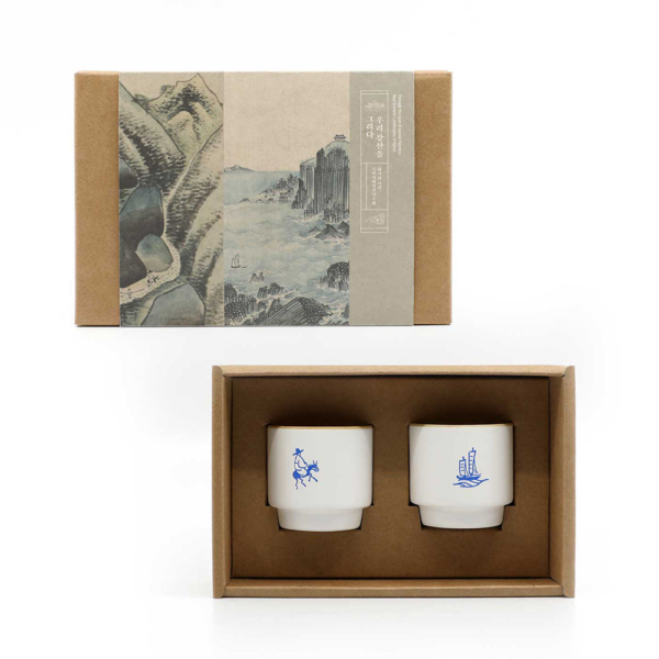 Joseon Dynasty Landscape Painting Ceramic Cup Set - National Museum of Korea