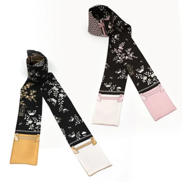 Korean National Museum Najeon Mother-of-Pearl Silk Twilly Scarf - Image 6