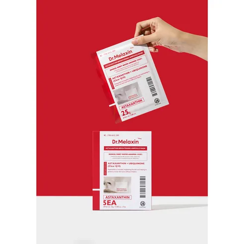 Dr. Melaxin Astaxanthin Whitening Ampoule Mask Pack 25g x 10 Sheets - Image 4