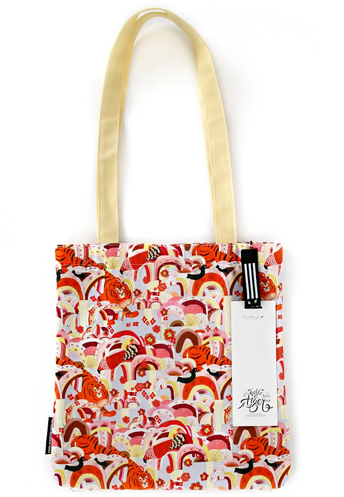 National Museum of Korea Red Tiger Canvas Eco Bag - Traditional Korean Folk Art Muts - Image 2