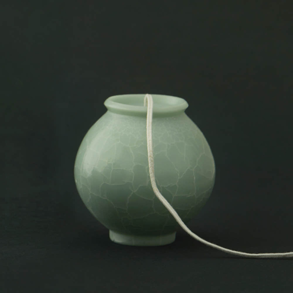 Moon Jar ‘Four Seasons – Cheongyeon Blue’ Pillar Candle Object – Korean Traditional Ceramic-Inspired Decorative Candle Souvenir