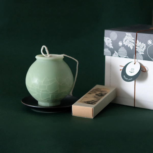 UNJO MANSION Dalhangari (Moon Jar) Object Candle Match & Holder Gift Set