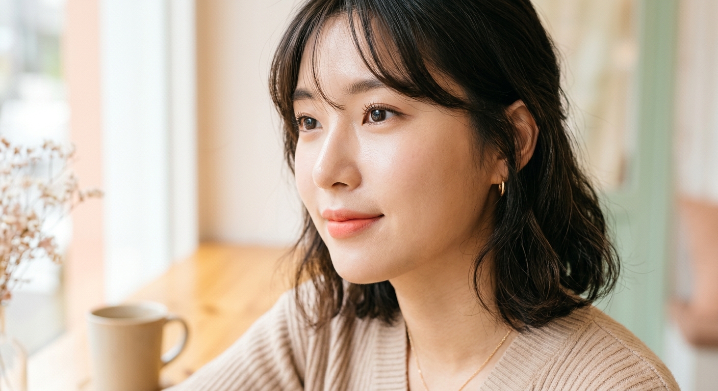 A close-up of a person with 'Cloudglow' skin, showing a soft-matte, luminous texture with natural skin details visible.