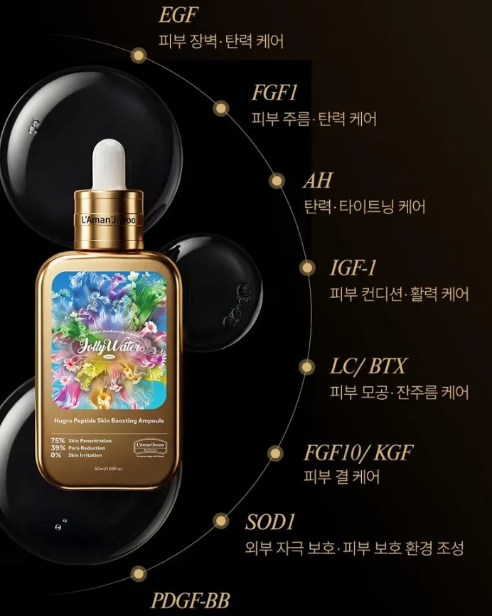 L'Aman'Jiwoo EGF Skin Boosting Ampoule 50ml - Peptide FGF IGF Pore Regeneration Elasticity Whitening Wrinkle Improvement Moisture Serum - Image 3