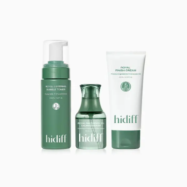 HIDIFF Royal Layering Bubble Toner 145ml & Royal Finish Cream 80ml & Royal Panthenol 3% Calming Serum 80ml