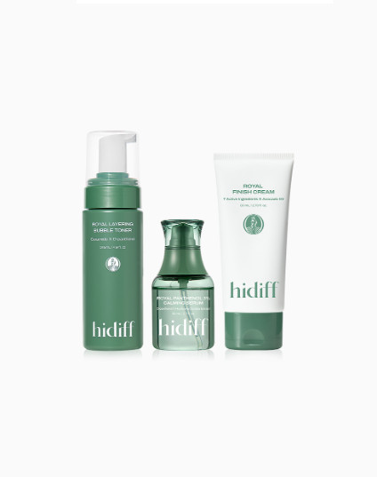 HIDIFF Royal Layering Bubble Toner 145ml & Royal Finish Cream 80ml & Royal Panthenol 3% Calming Serum 80ml