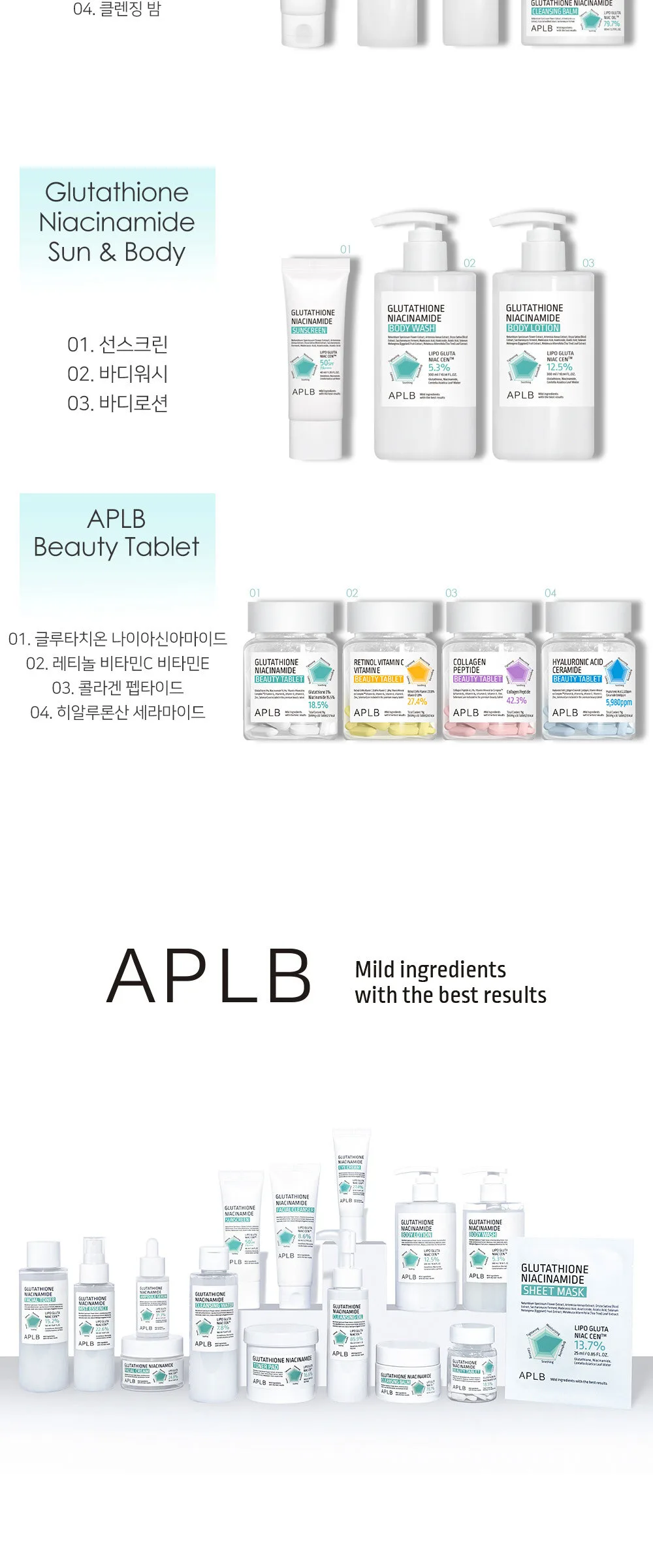 APLB Glutathione Niacinamide Sheet Mask 25ml*10pack Detail