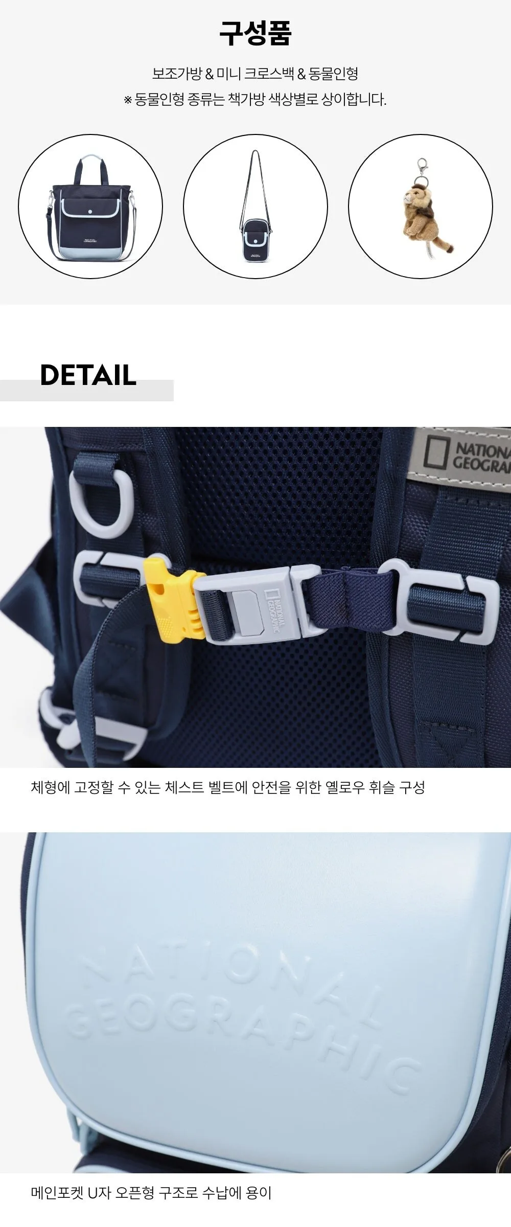 National Geographic Kids K241KBG520 Hazel 3PCS Set NAVY Detail