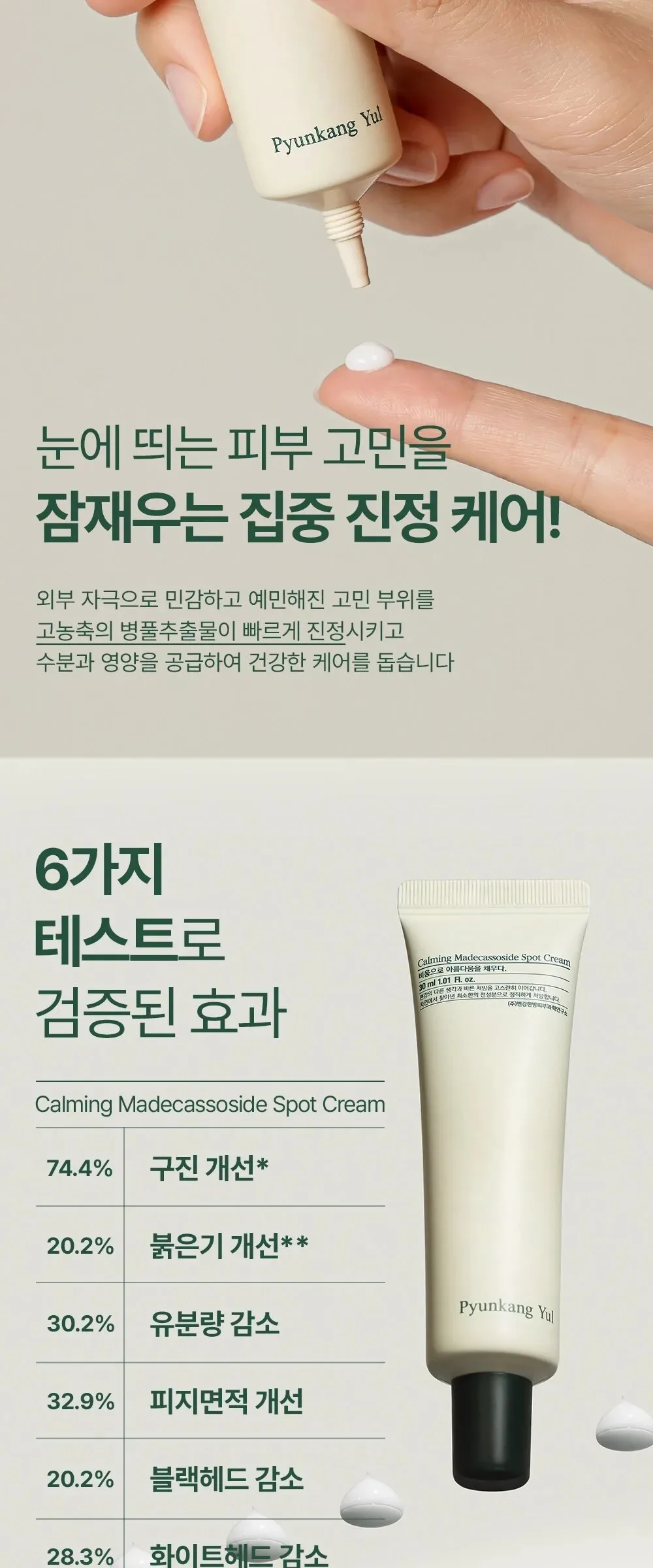 Pyunkang Yul Calming Madecassoside Spot Cream 30ml×2 Pack Detail