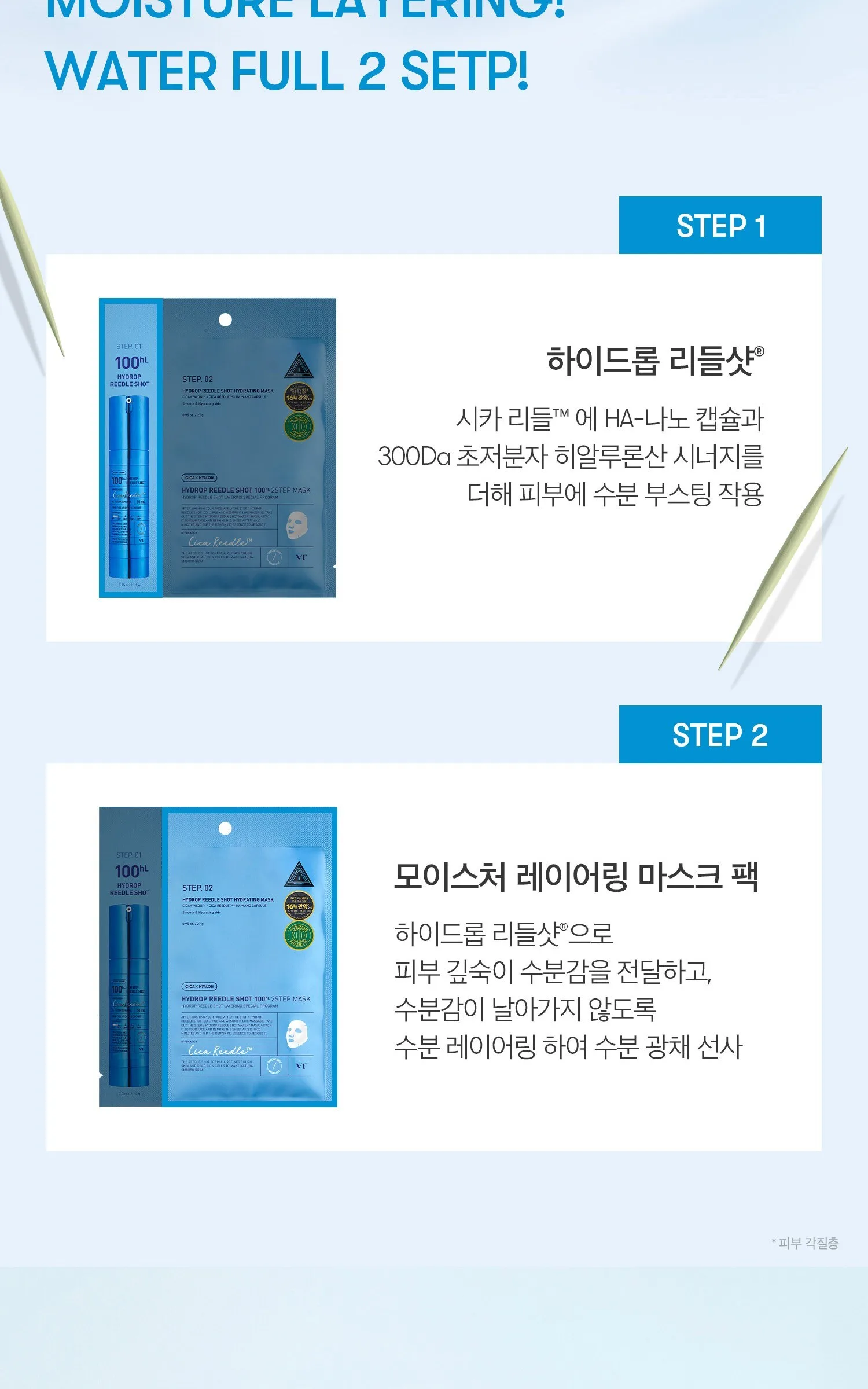 VT COSMETICS Hydrop Reedle Shot 100hL 2-Step Mask 5 Sheets Detail