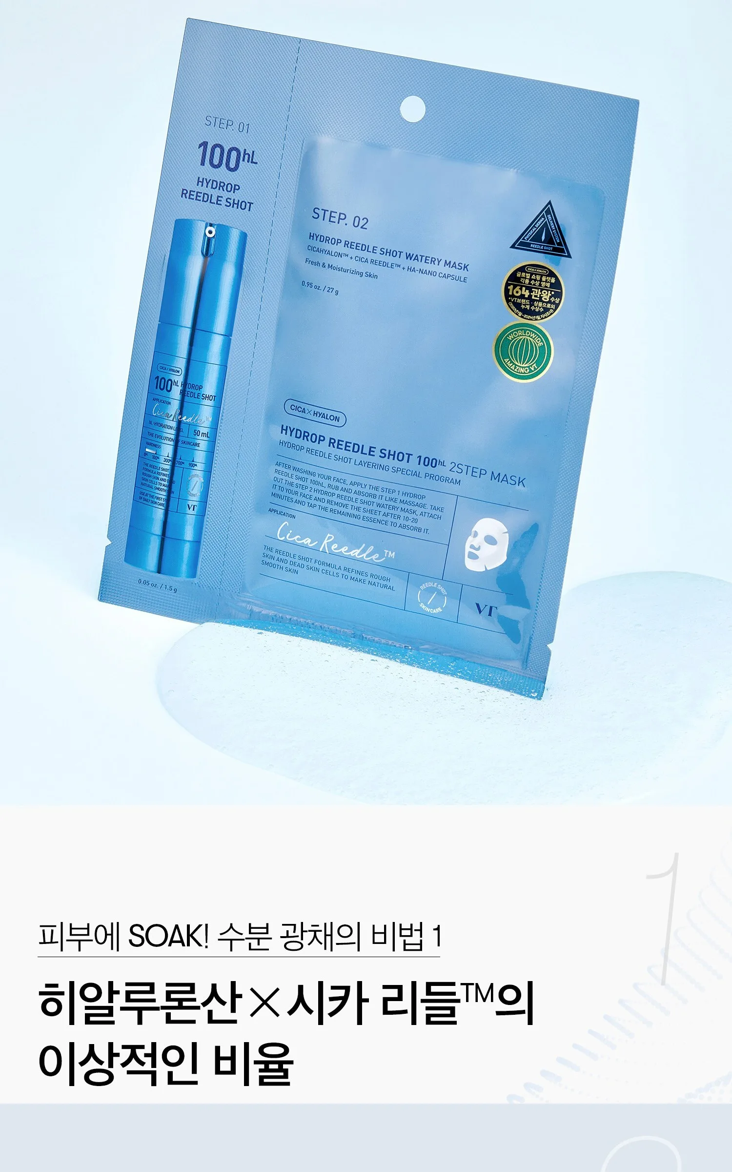 VT COSMETICS Hydrop Reedle Shot 100hL 2-Step Mask 5 Sheets Detail