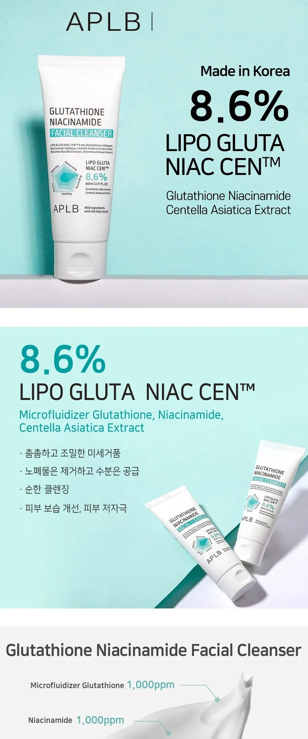 APLB Glutathione Niacinamide Facial Cleanser Detail