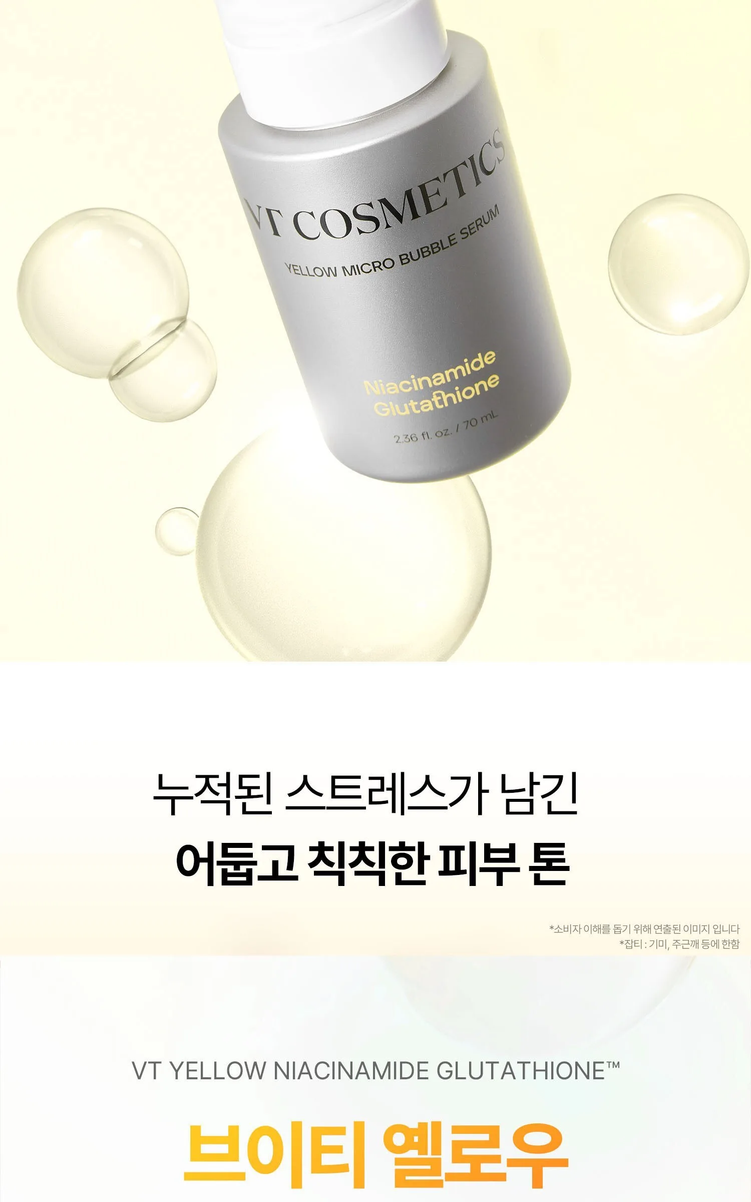 VT COSMETIC Niacinamide Glutathione Yellow Microbubble Serum 70ml Detail