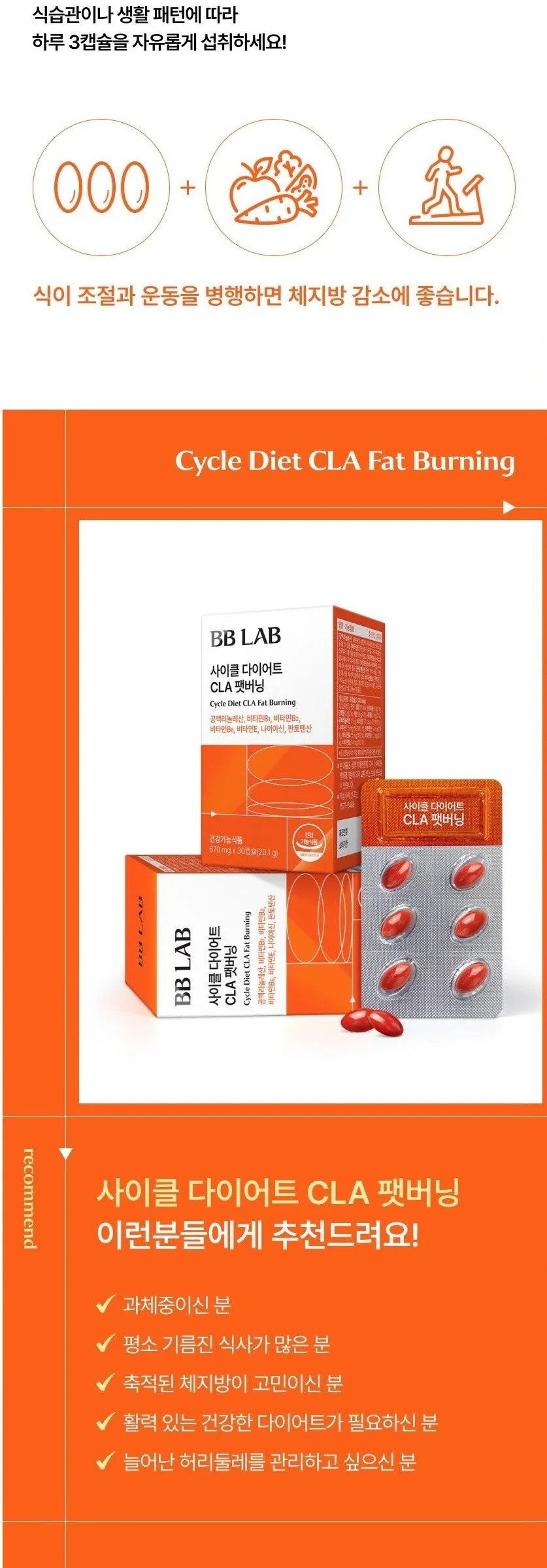 BB LAB Nutrione Cycle Diet CLA Fat Burning 30 Capsules Detail