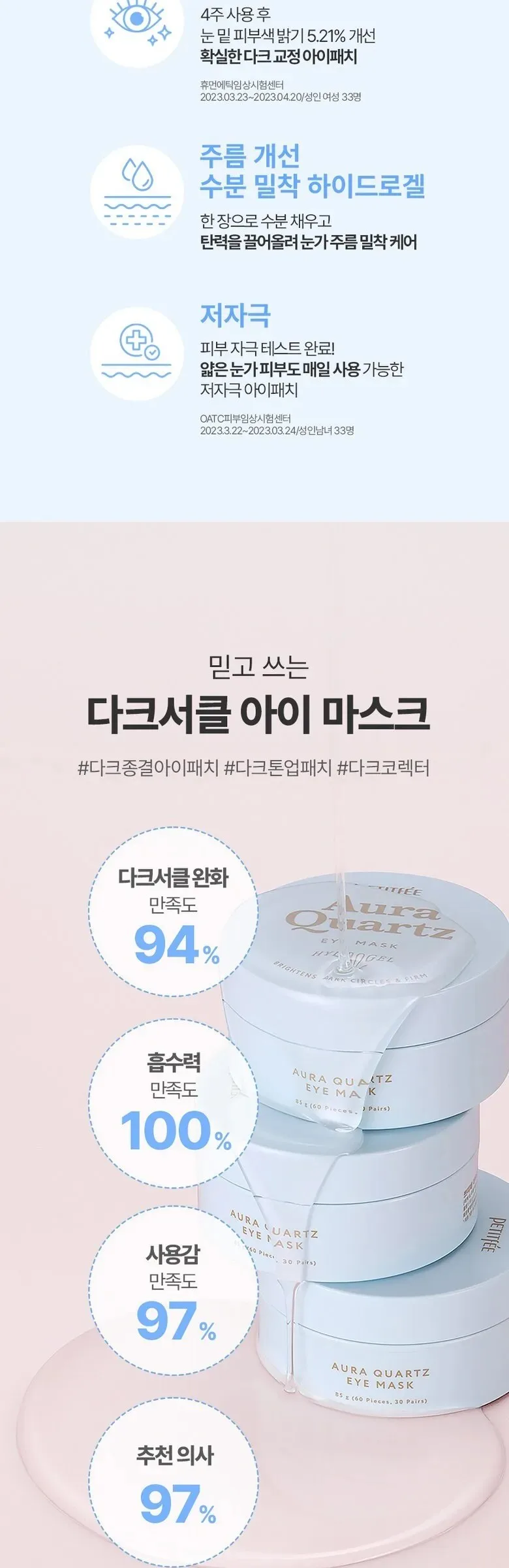 PETITFEE Aura Quartz Hydrogel Eye Mask 60 pcs (30 Pairs) Detail