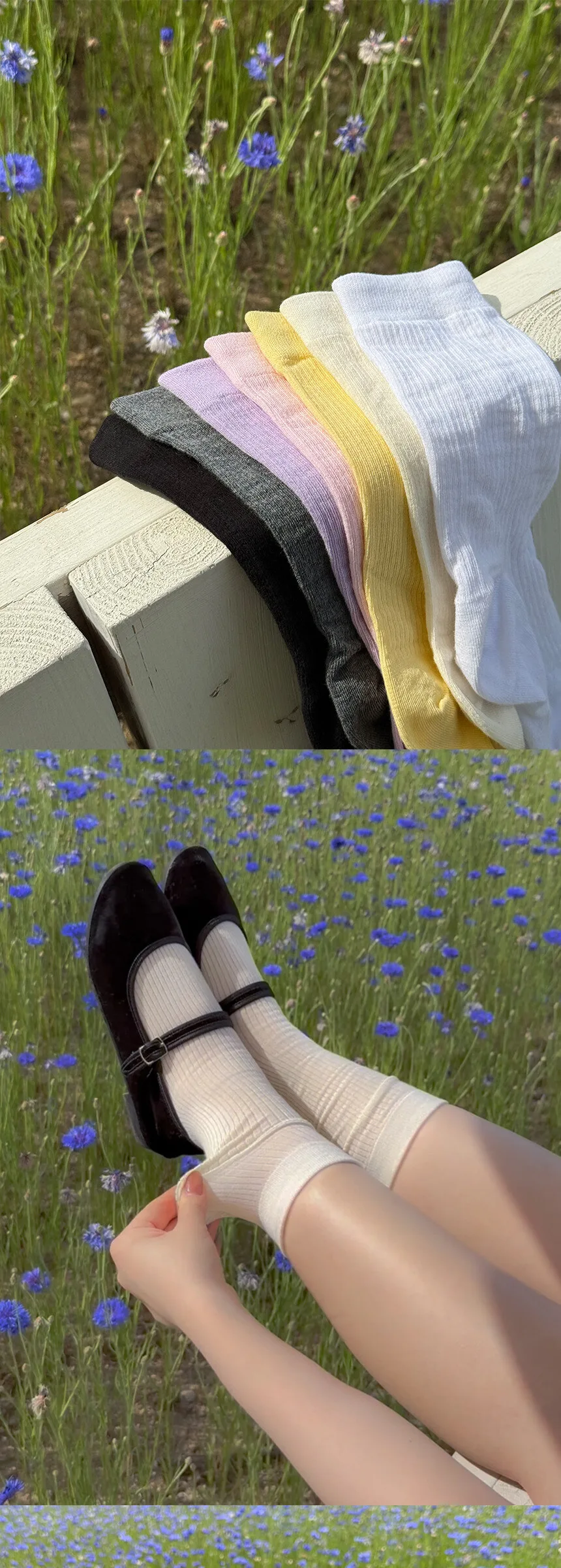 Lululela Marry See Through Shirring Socks 5pack Set Detail