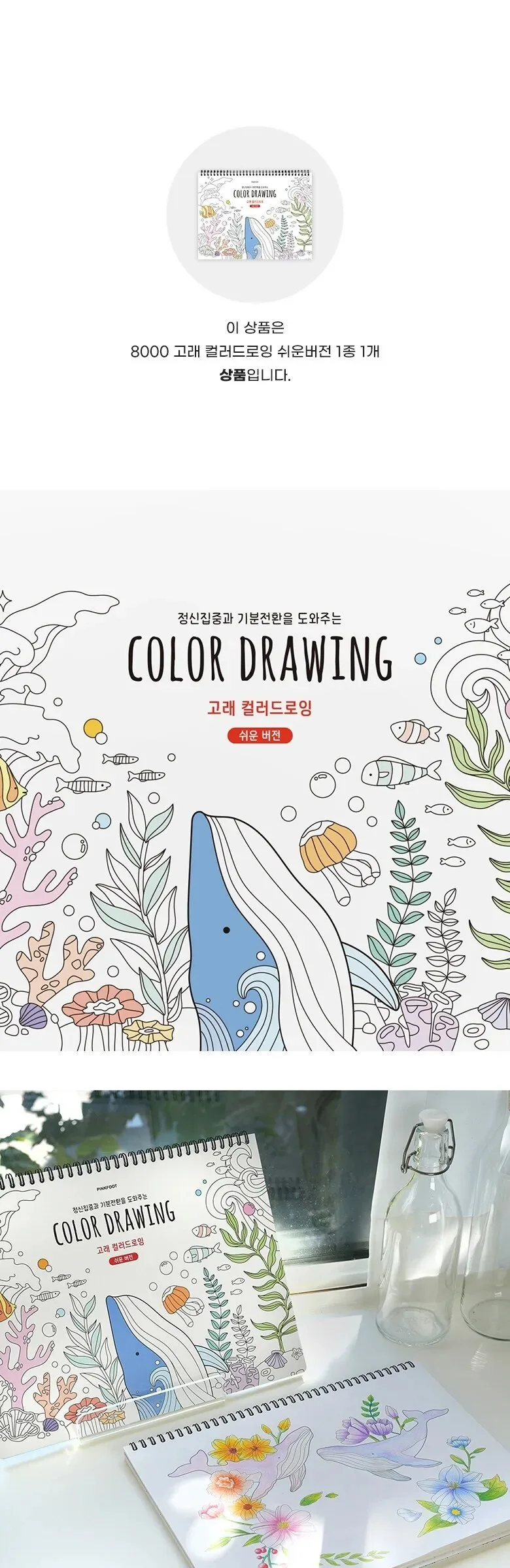 PINKFOOT Whale Color Drawing Book – Easy Version Detail