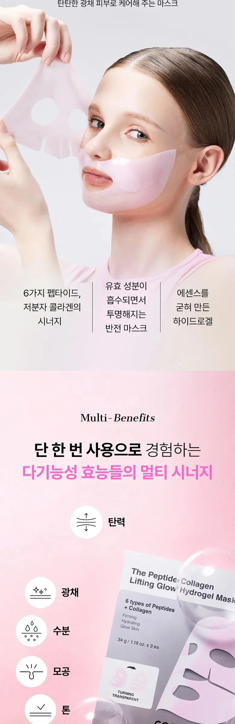 COSRX The Peptide Collagen Lifting Glow Hydrogel Mask 34g x 3ea Detail