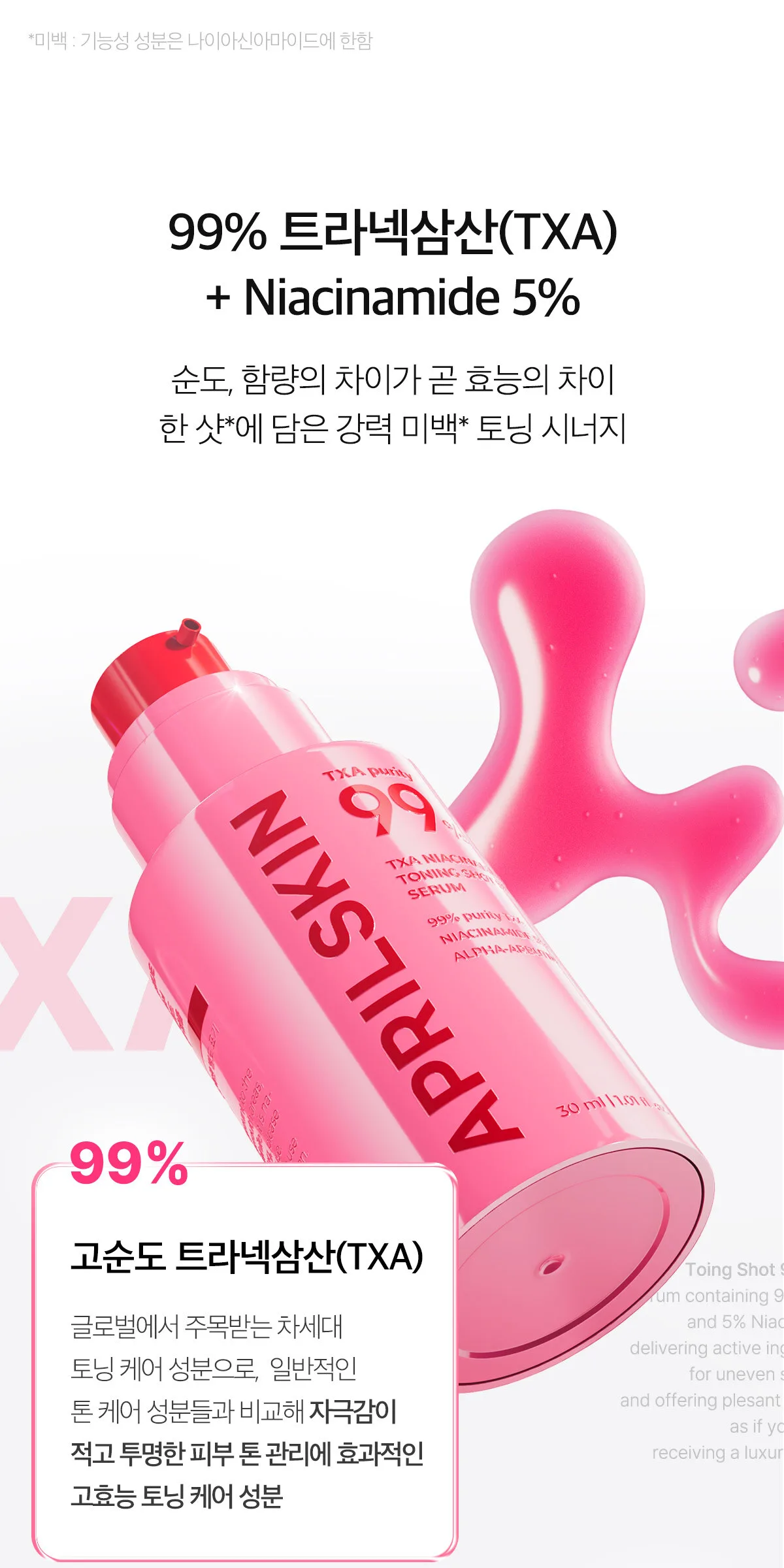 APRILSKIN TXA Niacinamide Toning Shot 99 Serum 30ml Detail