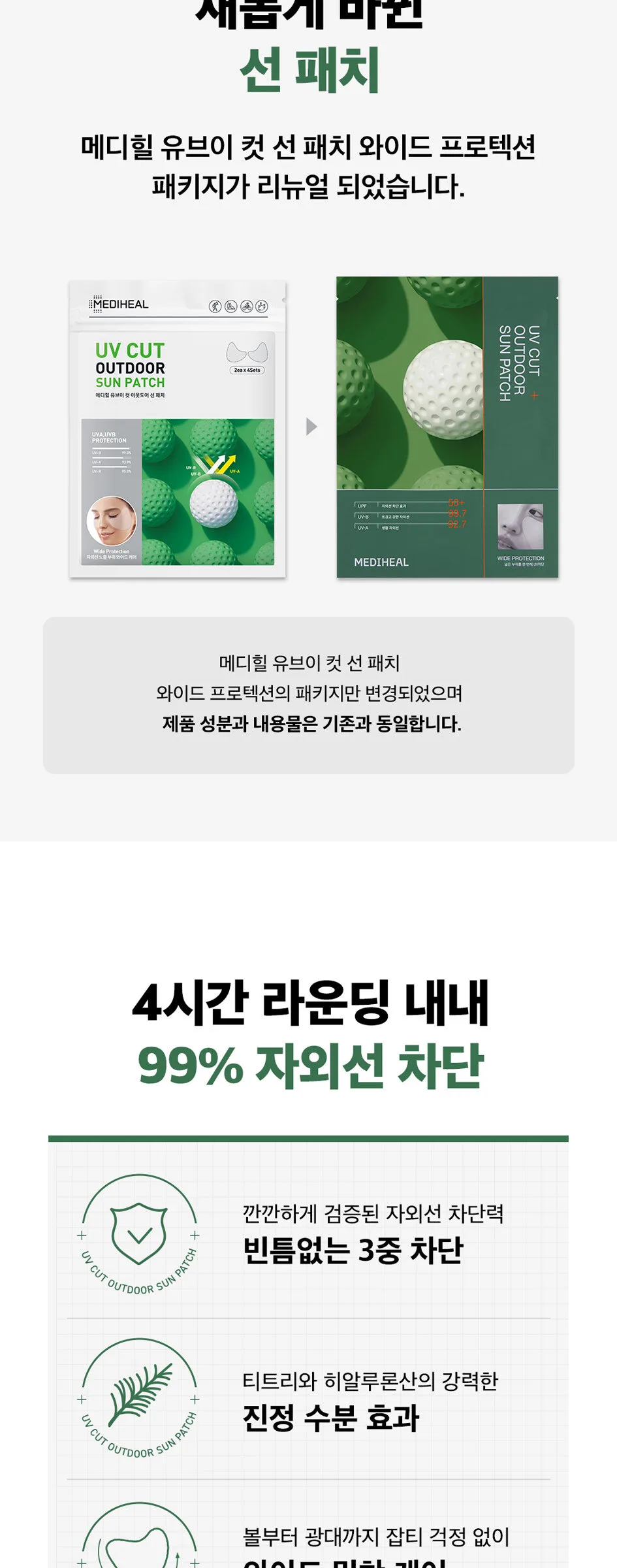 MEDIHEAL UV Cut Outdoor Sun Patch Wide Protection 2patch*4 Detail