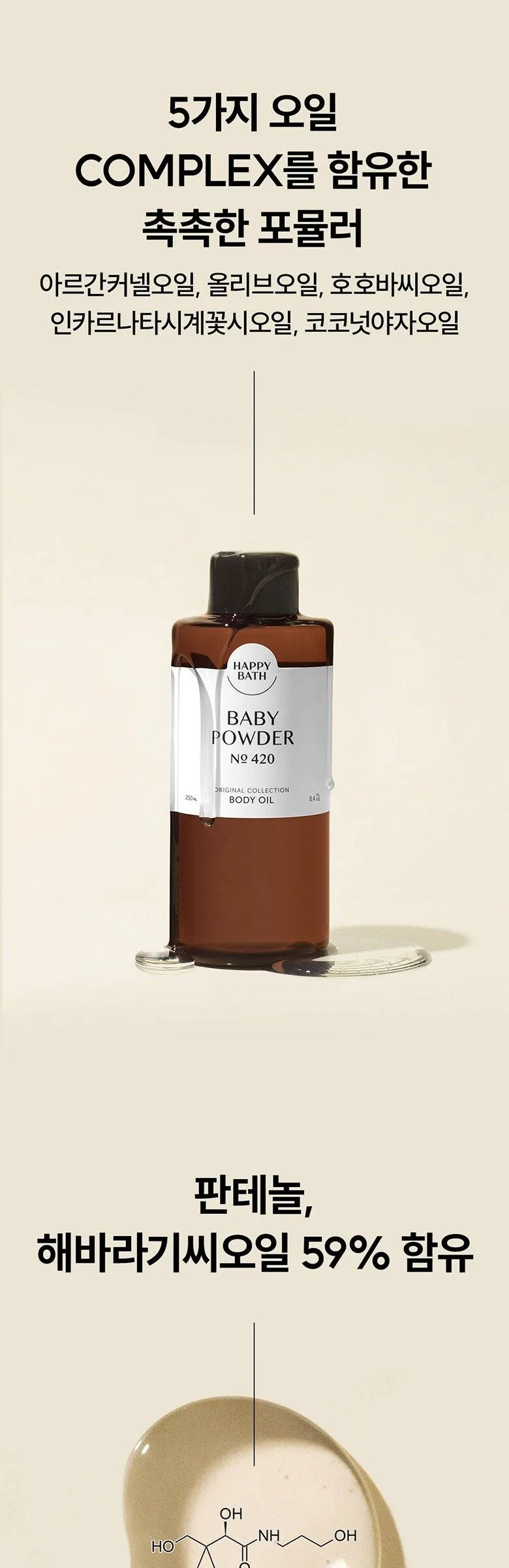 HAPPY BATH Original Collection No 420 Baby Powder Body Oil 250ml Detail