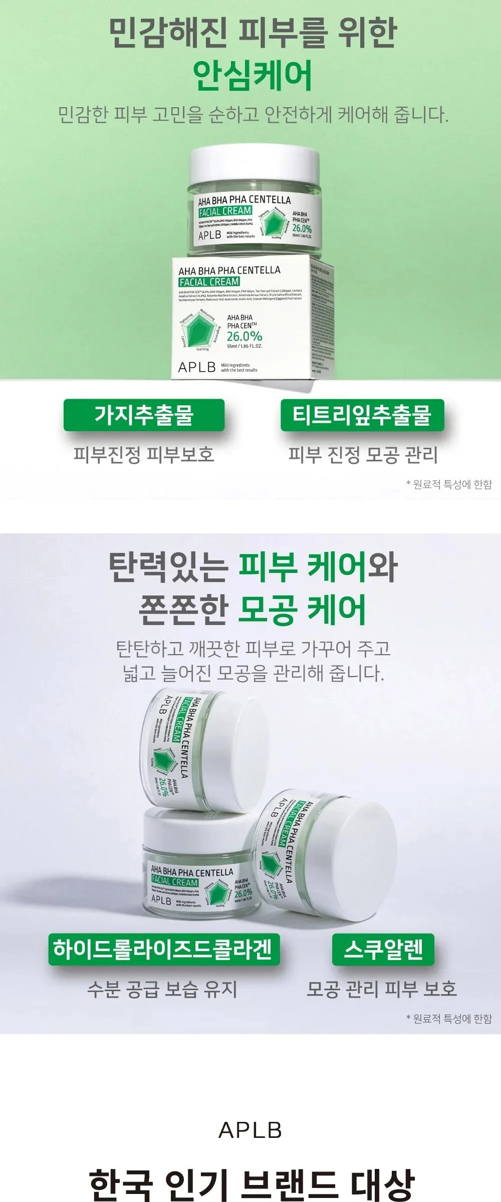 APLB AHA BHA PHA Centella Facial Cream 55ml Detail