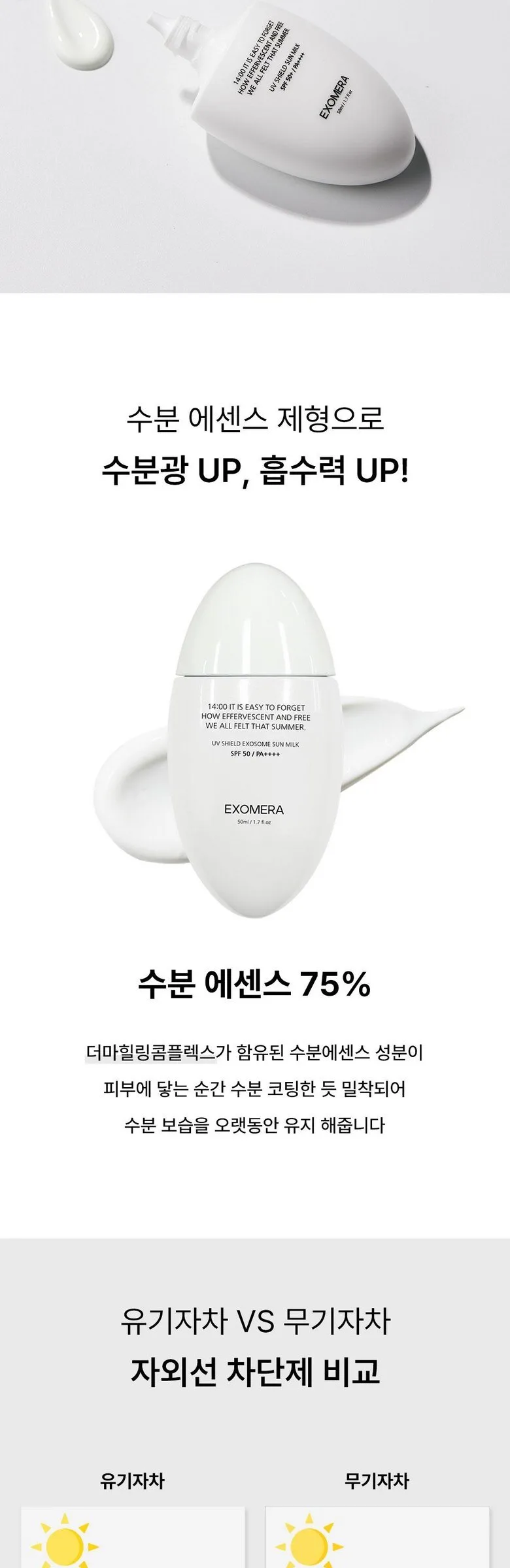 EXOMERA Hydro Moisture Essence 75% Exosome Sun Milk SPF50+ PA++++ 50ml Detail