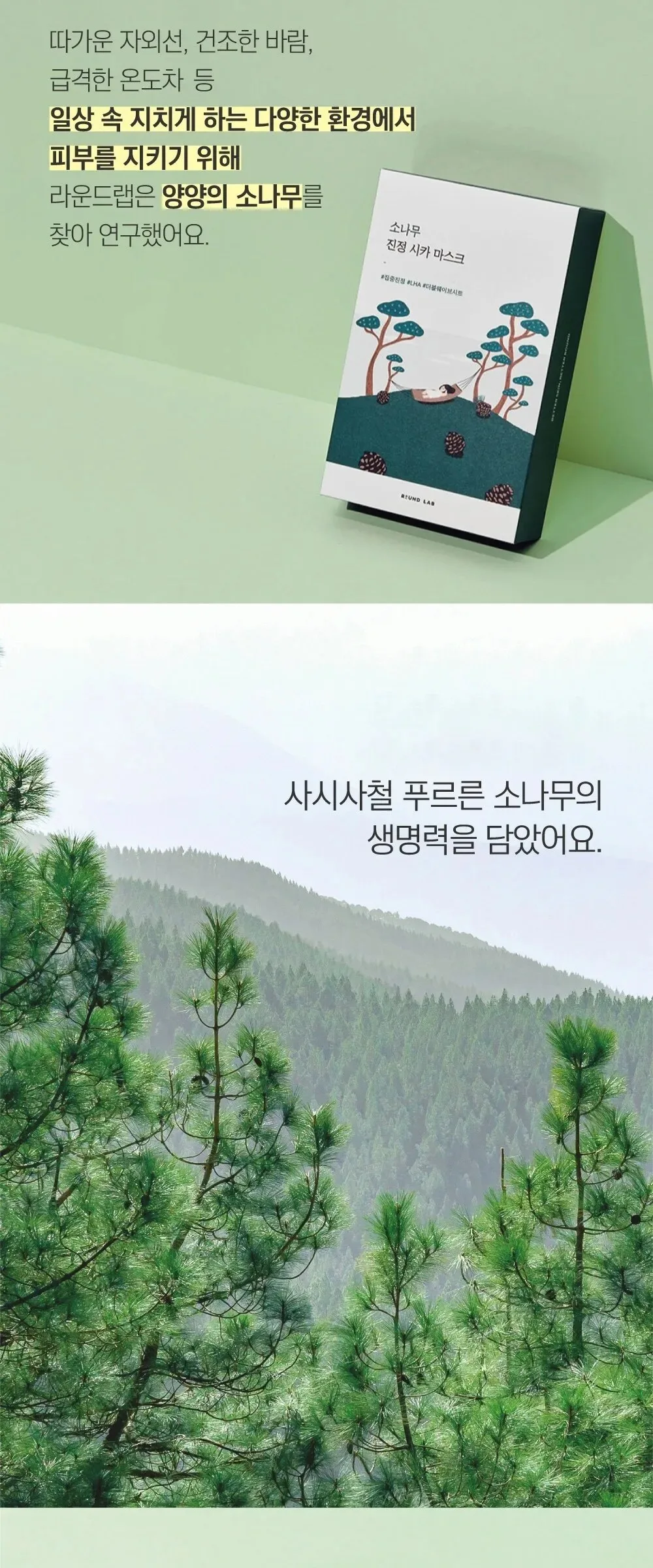 ROUND LAB Pine Tree Calming Cica Sheet Mask 27ml x 10 Sheets Detail