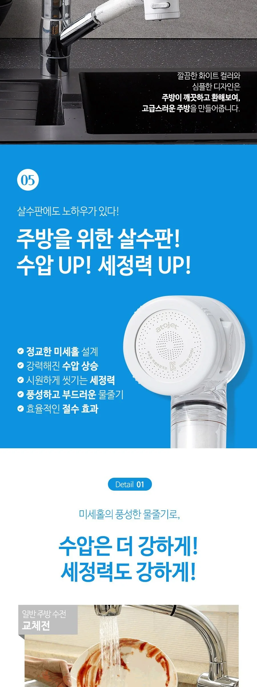 atojet Cleansing Kitchen Handy Type+Head Filter 3p+Body Filter 6p Detail