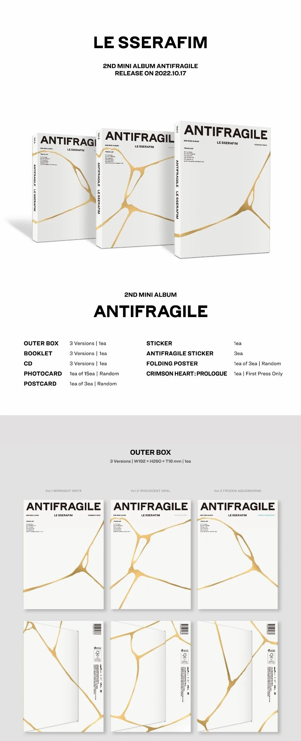 LE SSERAFIM – 2nd Mini Album: ANTIFRAGILE – 1 Random out of 3 Versions Detail