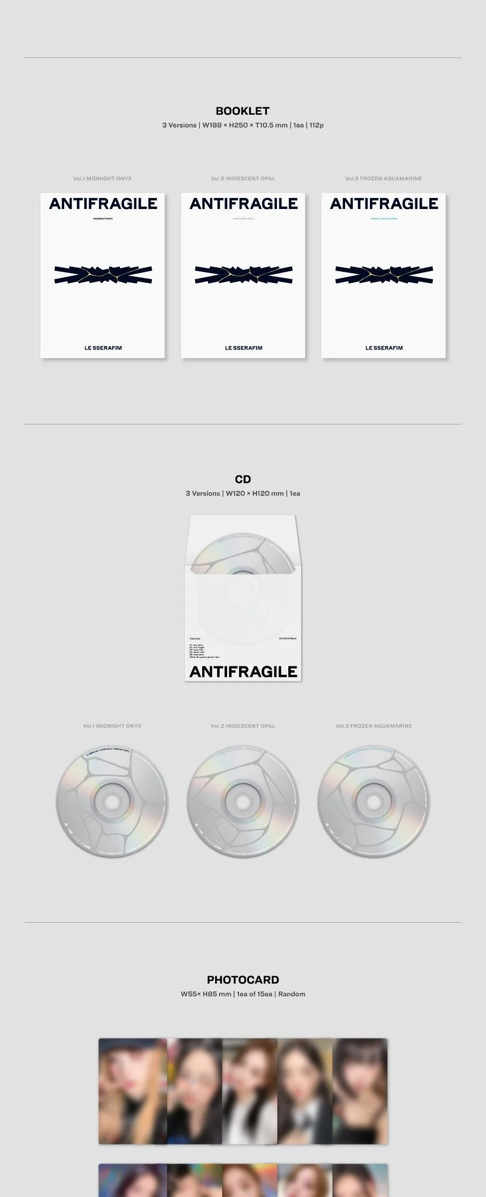 LE SSERAFIM – 2nd Mini Album: ANTIFRAGILE – 1 Random out of 3 Versions Detail