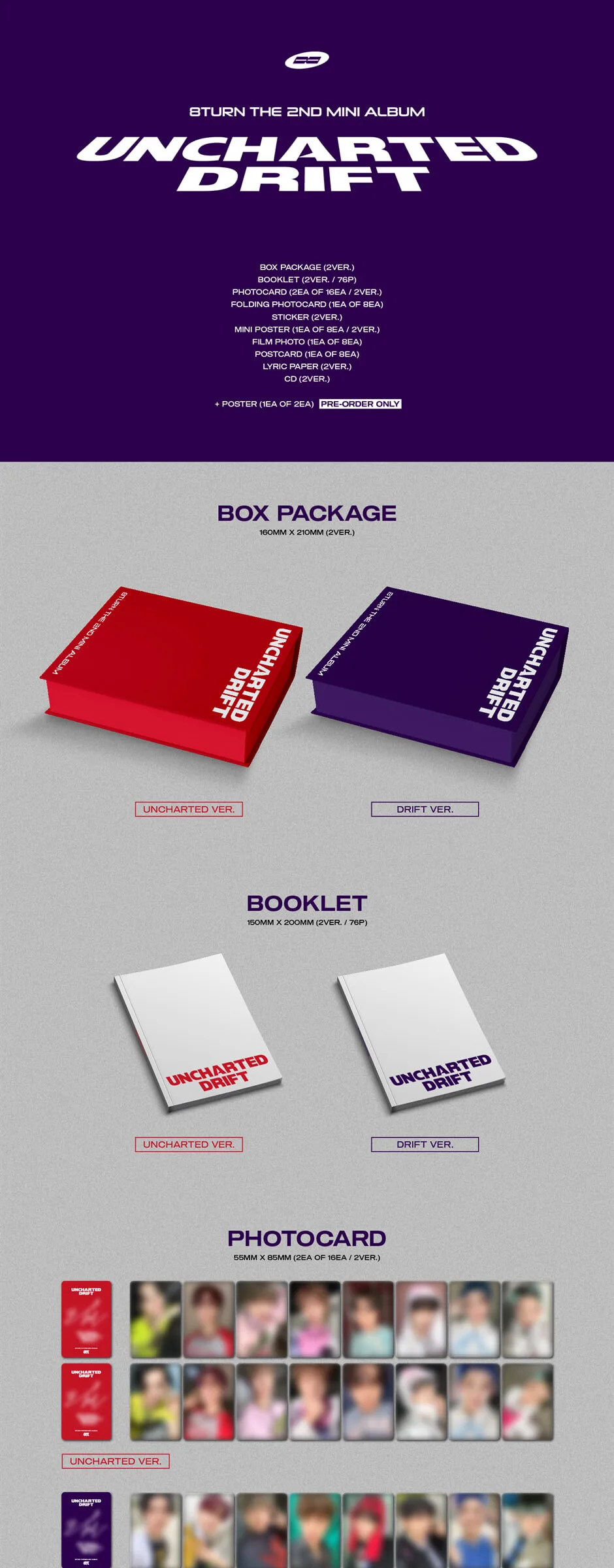 8Turn – Uncharted Drift – 2nd Mini Album (Random delivery) Detail
