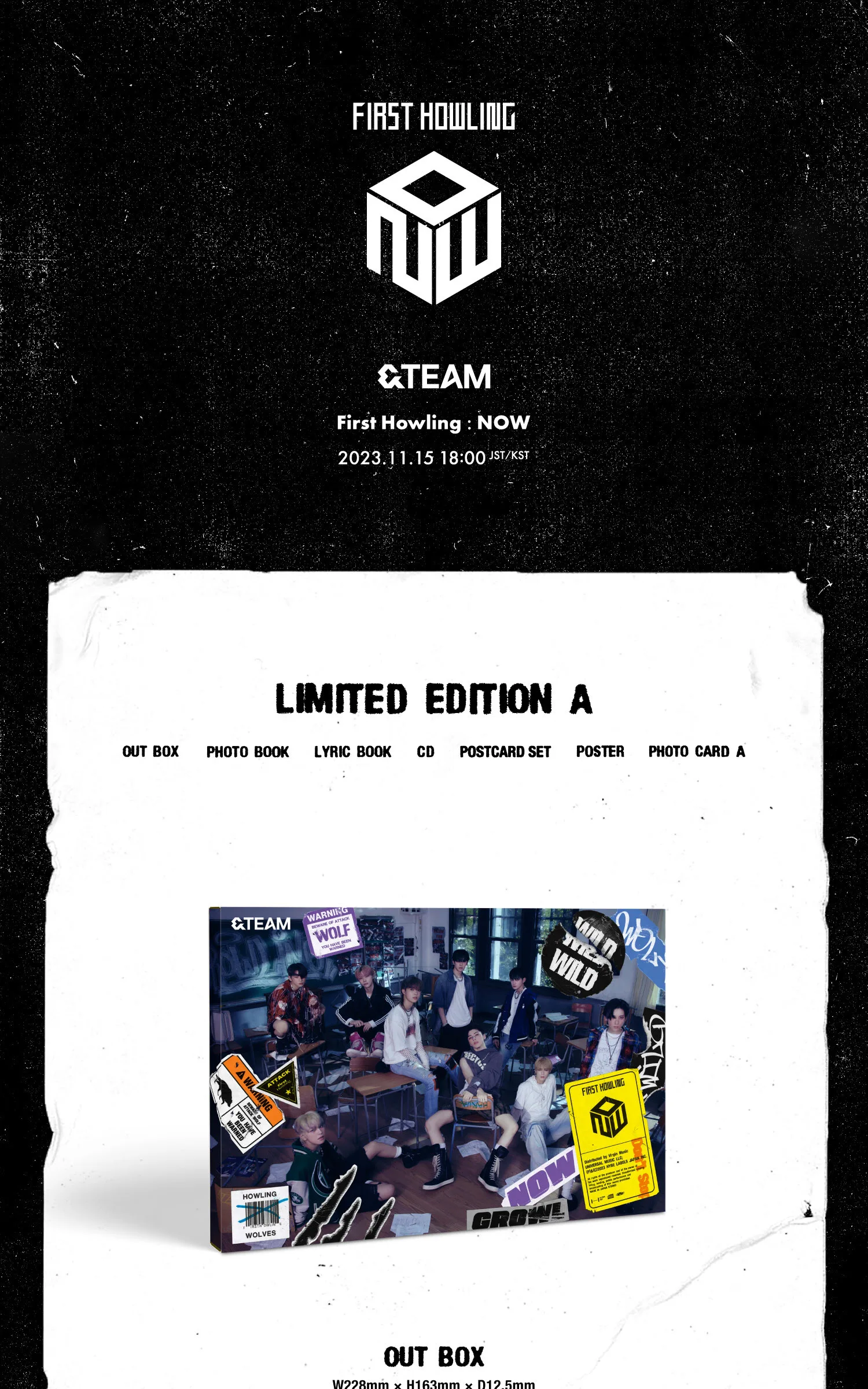 &TEAM – 1st Album First Howling : NOW (LIMITED EDITION A) Detail