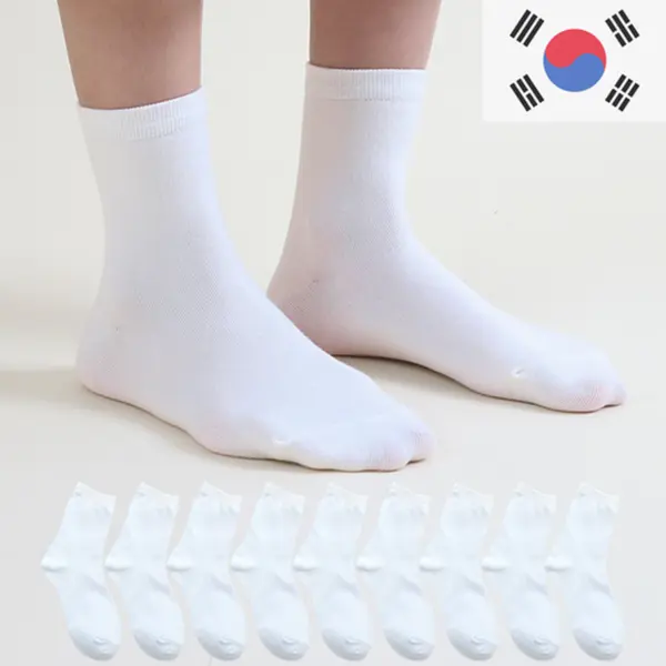 Yangmaljangin 49 Years Socks Master Women's Premium Solid Mid-Calf Socks White 10 Pairs Set