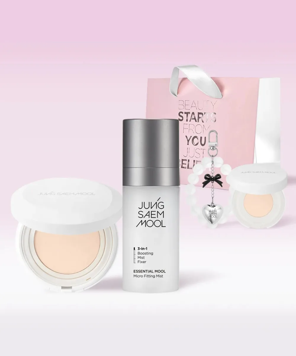 JUNG SAEM MOOL Pro-lasting Flawless Fit Mesh Cushion + Essential Mool Micro Fitting Mist 55ml