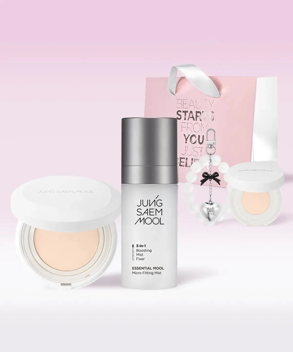 JUNG SAEM MOOL Pro-lasting Flawless Fit Mesh Cushion + Essential Mool Micro Fitting Mist 55ml