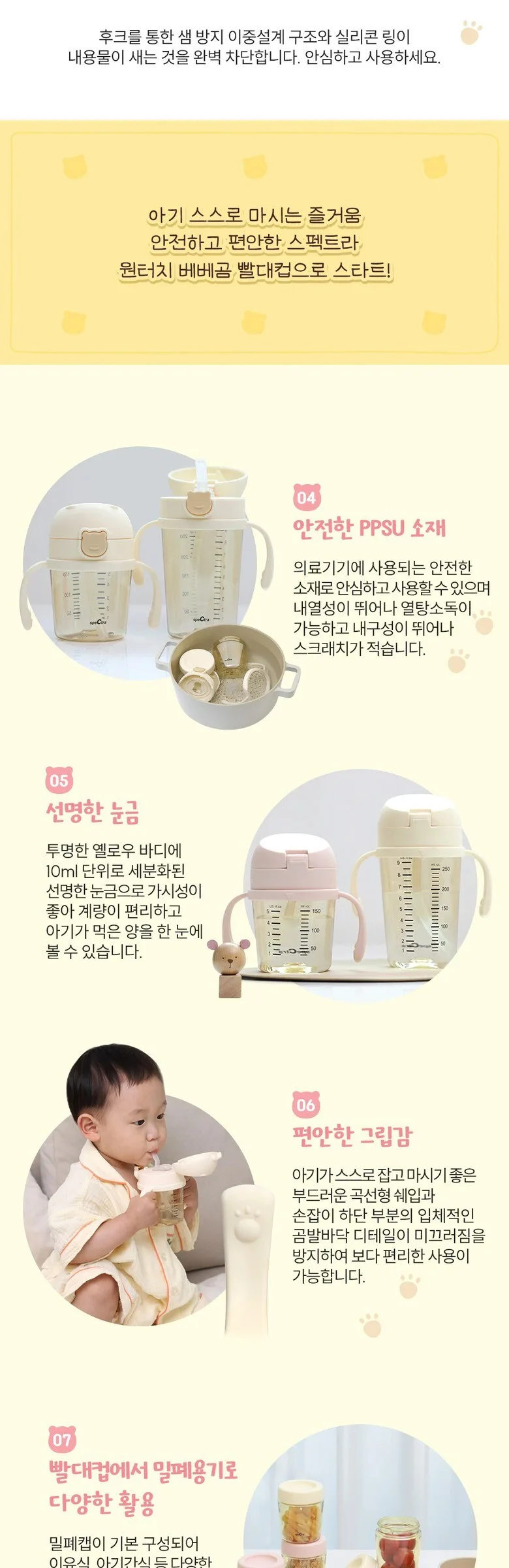 Spectra One Touch Bebebear Straw Cup 250 ml Detail