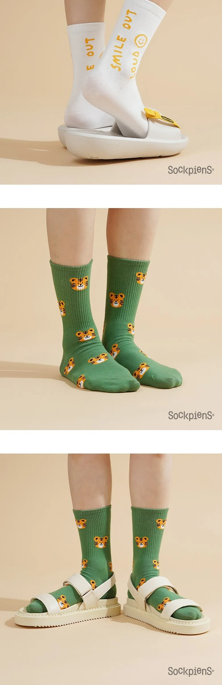 Sockpiens Women Color Fashion Socks 6 Pairs Set Detail