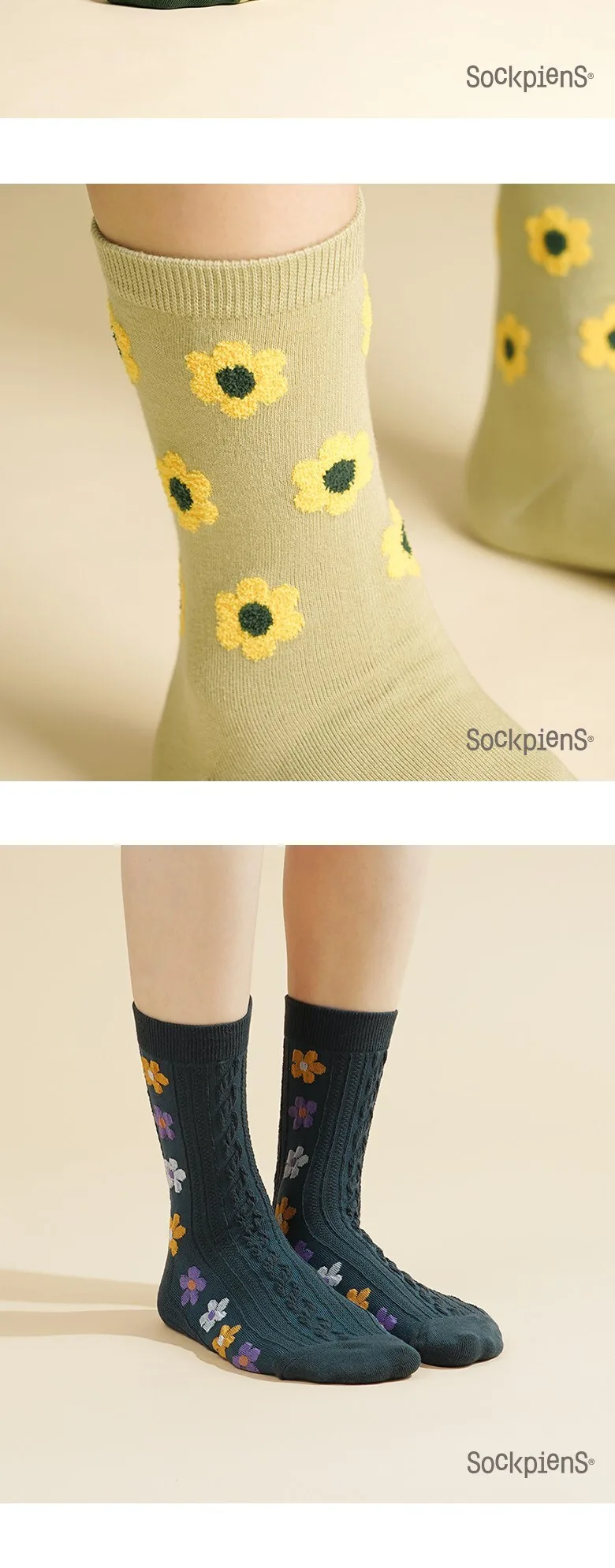 Sockpiens Women Color Fashion Socks 6 Pairs Set Detail