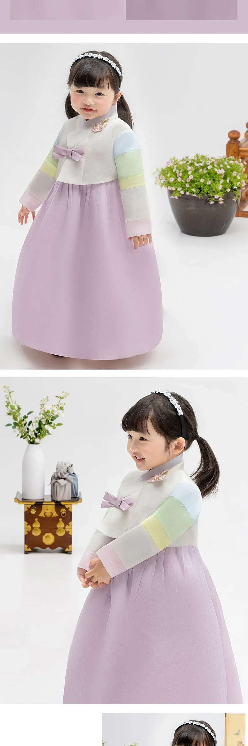 Girls’ Purple Ribbon Hanbok Set AW116 Detail
