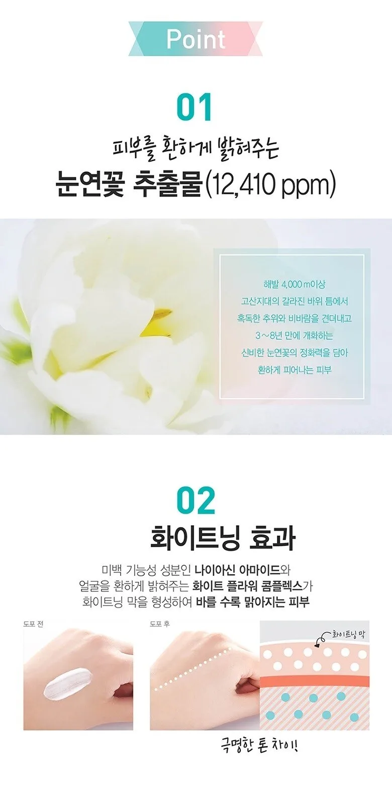 PETITFEE Snow Lotus White Tone Up Cream 50ml Detail