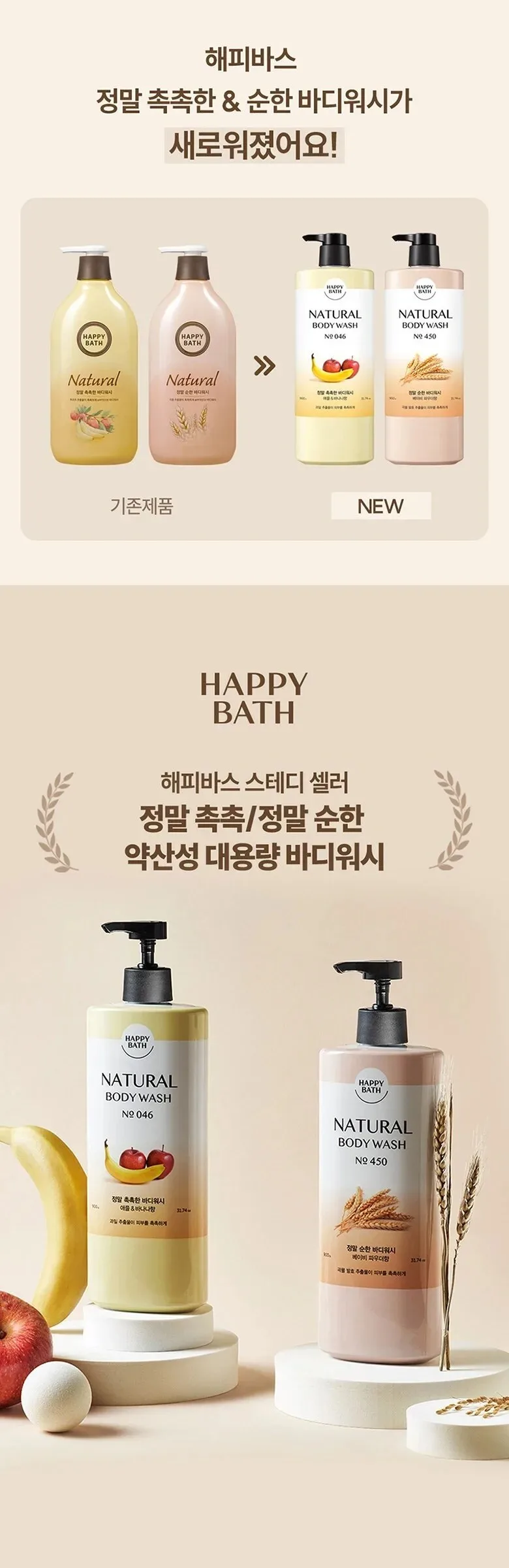 HAPPY BATH Natural Body Wash 900g Detail
