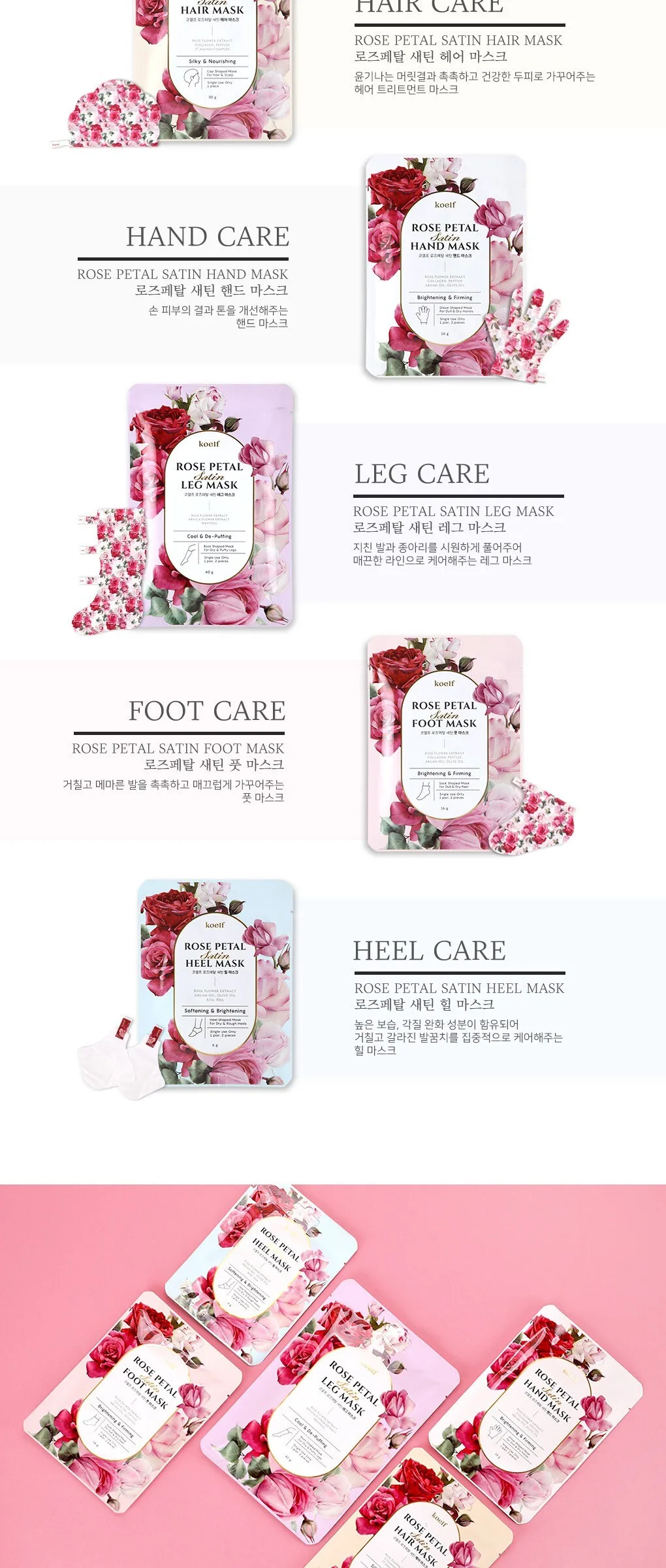 KOELF Rose Petal Satin Hand Mask 16g*10ea Detail
